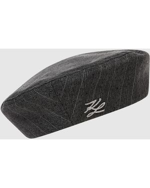 KARL LAGERFELD K/Autograph Pinstripe Beret - Grey