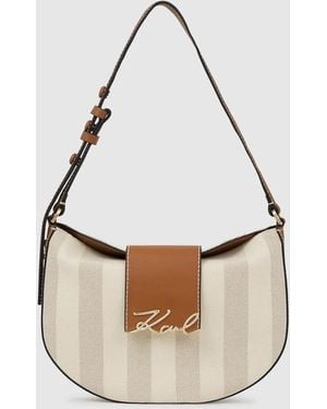 KARL LAGERFELD K/Signature Striped Shoulder Bag - White