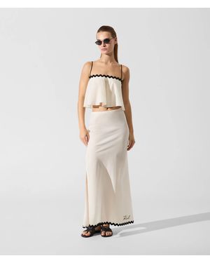 KARL LAGERFELD Signature Scallop Beach Skirt - White