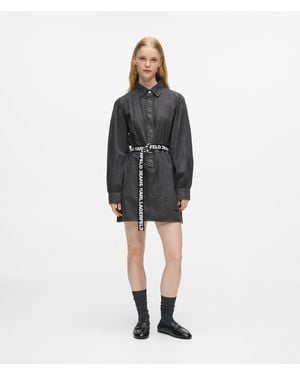 KL Jeans Belted Denim Dress - Black