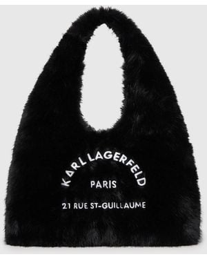KARL LAGERFELD Rue St-Guillaume Faux-Fur Hobo Bag - Black
