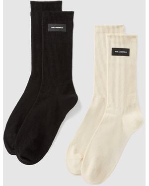 KARL LAGERFELD Logo Socks – 2 Pack - White