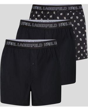 KARL LAGERFELD Ikon Woven Boxer Shorts - Black