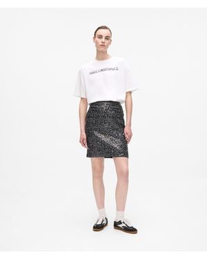 Karl Lagerfeld Sequin Tweed Skirt - White
