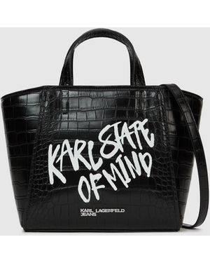 KL Jeans Karl Quote Mini Tote Bag - Black