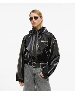 KL Jeans Shiny Hooded Jacket - Black