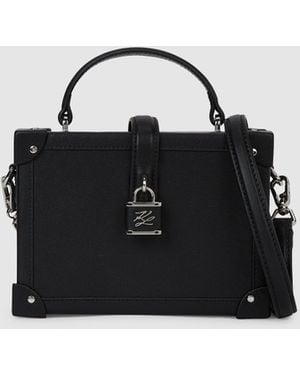 KARL LAGERFELD K/Autograph Padlock Trunk Bag - Black