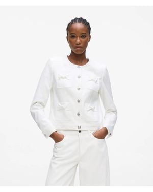 KARL LAGERFELD Collarless Bow Detail Jacket - White