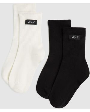 KARL LAGERFELD Signature Logo Socks – 2 Pack - Black