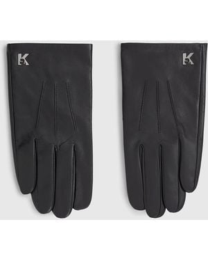 KL Jeans K Logo Leather Gloves - Black