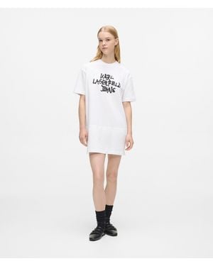 KL Jeans Graffiti T-Shirt Dress - White
