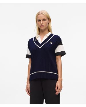 Karl Lagerfeld Veste En Tricot Ikon - Bleu