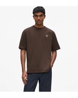 KARL LAGERFELD Ikon Graphic Print T-Shirt - Brown