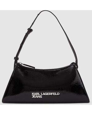 KL Jeans Logo Geo Shiny Shoulder Bag - Black