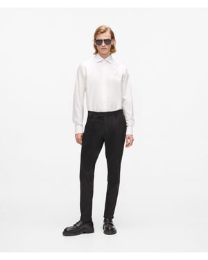 KARL LAGERFELD Faux-Leather Detail Trousers - White