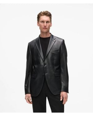 KARL LAGERFELD Slim-Fit Faux-Leather Jacket - Black