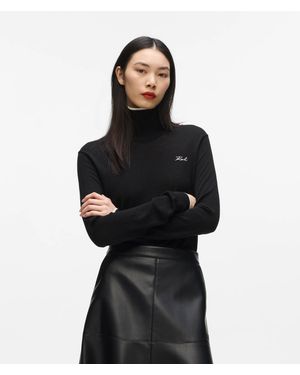KARL LAGERFELD Wool Turtleneck Jumper - Black