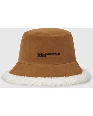 KL Jeans Suede Reversible Bucket Hat - Brown
