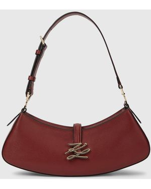 KARL LAGERFELD K/Autograph Drop Small Curved Shoulder Bag - Red
