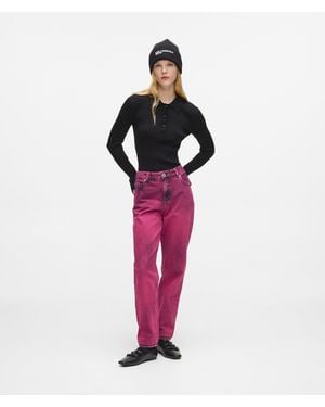 KL Jeans Spray Paint Mom Jeans - Pink