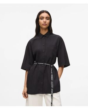 KL Jeans Short-Sleeved Tie Waist Shirt - Black