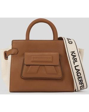 Karl Lagerfeld Ikon K Small Canvas Tote Bag - Brown