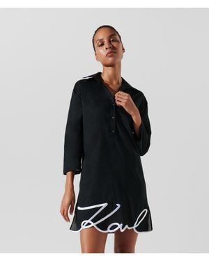 Karl Lagerfeld Karl Signature Beach Shirt Dress - Black