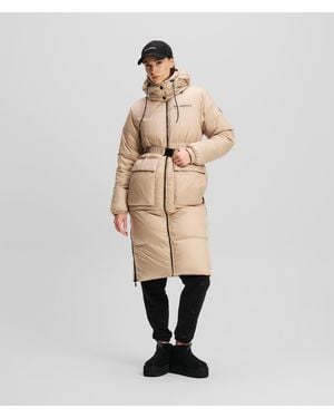 Karl Lagerfeld Reversible Longline Puffer Jacket - Natural