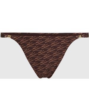 KARL LAGERFELD Autograph Cheeky Tanga Bikini Bottom - Brown