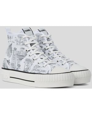 Karl Lagerfeld Kl X Jorge Parra High-Top Sneakers, Frau, Größe - Weiß
