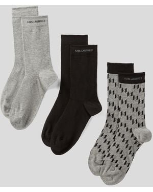 Karl Lagerfeld K/monogram Socks - 3 Pack - Metallic