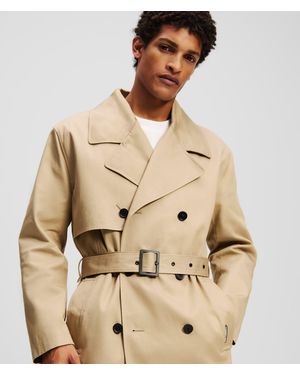 KARL LAGERFELD Hooded Trench Coat - Natural