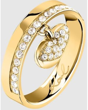 KARL LAGERFELD Hanging Heart Charm Ring - Metallic