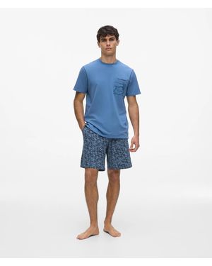 KARL LAGERFELD Ikon Shorts And T-Shirt Pyjama Set - Blue
