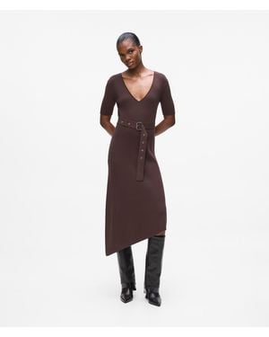 KARL LAGERFELD Belted Knit Dress - Brown
