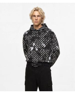 KL Jeans Relaxed All-Over Ombré Logo Hoodie - Black