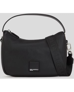 Karl Lagerfeld Klj Box Logo Soft Mini Hobo Bag - Black