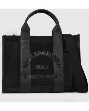 KARL LAGERFELD Rue St-Guillaume Square Mesh Medium Tote Bag - Black