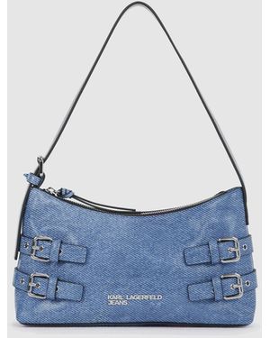 KL Jeans Denim Buckle Shoulder Bag - Blue