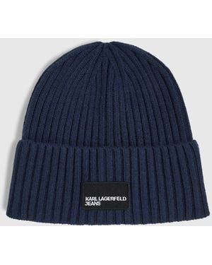 KL Jeans Logo Patch Beanie - Blue
