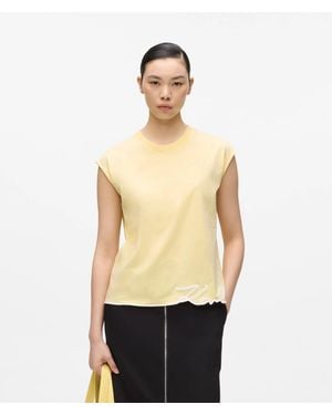 KARL LAGERFELD Signature Hem Tank Top - Natural