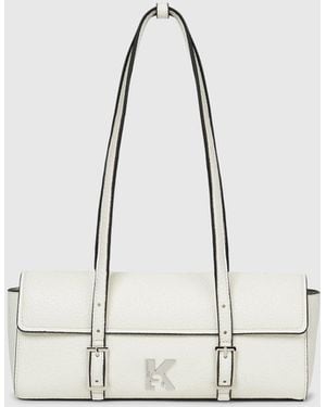 KL Jeans K Logo Elongated Shoulder Bag - White