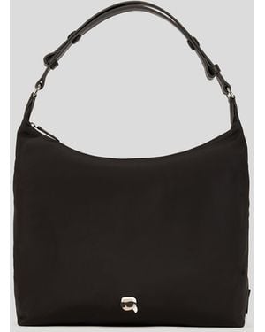 Karl Lagerfeld Ikon Nylon Hobo Bag - Black