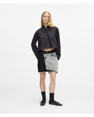 KL Jeans Two-Tone Denim Mini Skirt - Black
