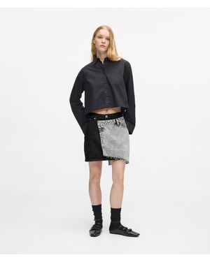 KL Jeans Two-Tone Denim Mini Skirt - Black