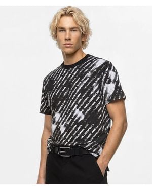 KL Jeans All-Over Ombré Logo T-Shirt - Black