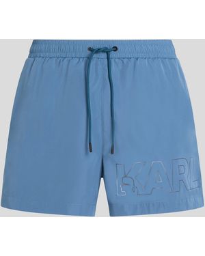 Karl Lagerfeld Metallic Karl Logo Short-length Boardshorts - Blue