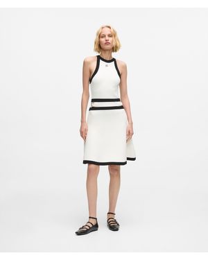 KARL LAGERFELD Karl Dna Belted Knit Dress - White