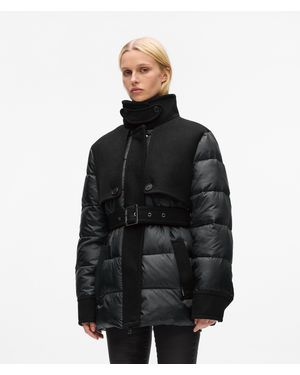 KARL LAGERFELD Wool-Blend Puffer Jacket - Black