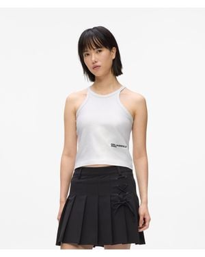 KL Jeans Débardeur Côtelé Enduit, Femme, Taille - Blanc